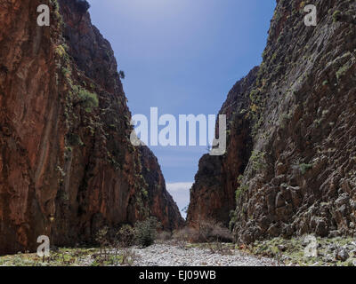 Aradena, de ravin, brook bed, rock, falaise, falaise, mur, montagnes, la Grèce, l'Europe, l'activité, isle, Crète, paysage, paysage, Mediterra Banque D'Images