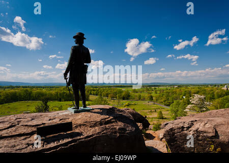 Printemps vue depuis peu, Roundtop Gettysburg, Pennsylvanie. Banque D'Images