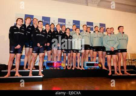 Londres, Royaume-Uni. 19 mars, 2015. L'annonce de l'équipage et peser dans le 2015 de BNY Mellon Boat Race et le Newton Women's Boat Race. Les équipes hommes ensemble. Credit : Action Plus Sport Images/Alamy Live News Banque D'Images