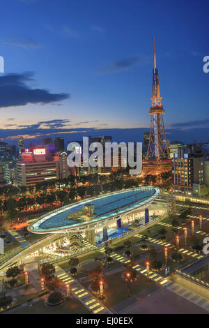 District, Japon, Asie, Cityscape, Nagoya, Ville, Sakae, TV Tower, Aichi, architecture, colorée, centre-ville, l'automne, l'éclairage, Nagoya, Banque D'Images