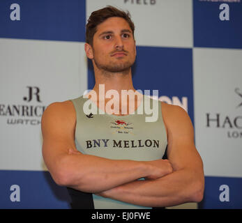 Londres, Royaume-Uni. 19 mars, 2015. University Boat Race annonce l'équipage à Londres CUBC Président Alex Leichter Stephen Bartholomew/Stephen Bartholomew Photography/Alamy Live News Banque D'Images