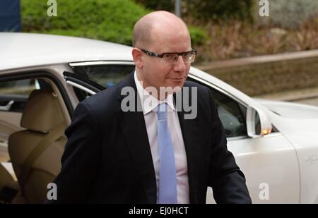 Bruxelles, Belgique. Mar 19, 2015. Le premier ministre tchèque Bohuslav Sobotka vient à la réunion de l'UE à Bruxelles, Belgique, le 19 mars 2015. © Jakub Dospiva/CTK Photo/Alamy Live News Banque D'Images