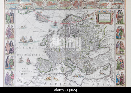 Carte de l'Europe du 17ème siècle par Blaeuw Banque D'Images