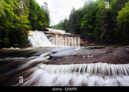 Chambre Falls, dans la forêt d'état de Dupont, Caroline du Nord. Banque D'Images