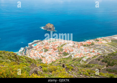Panorama, Garachico, Tenerife, Canaries, Espagne, Europe, le village, la côte, Banque D'Images