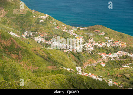 Anaga, Atlantique, côte Atlantique, à l'extérieur, Barranco, montagne, village de montagne, montagnes, versant de montagne, montagneux, Canarias, Banque D'Images