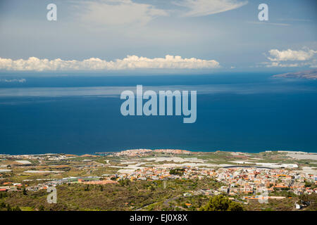 Panorama, Mirador de Chirche, Guia de Isora, Playa de San Juan, sur la côte ouest, Tenerife, Canaries, Espagne, Europe Banque D'Images