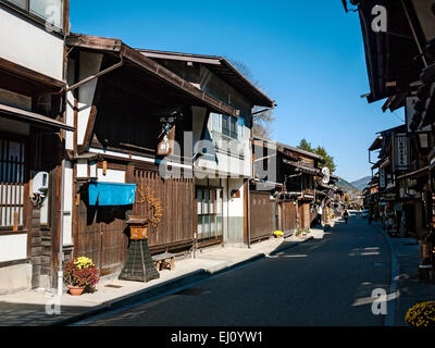 Narai juku, la vallée de Kiso, Nagano Prefecture, Japan. Biens culturels, ancienne ville le long du sentier et Piste Kisoji Nakasendo. Banque D'Images