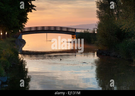 Ski, la Suisse, l'Europe, dans le canton de St-Gall, Lac de Constance, le lac, le matin, l'humeur Banque D'Images