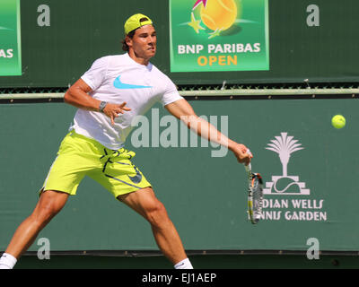 Indian Wells, Californie 19 mars 2015 Numéro 3 classé dans Mens des célibataires, joueur de tennis Rafael Nadal (Espagne) au BNP Paribas Open. Credit : Lisa Werner/Alamy Live News Banque D'Images