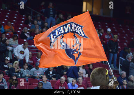 Philadelphia, PA, US. 18 Mar, 2015. Les Bucknell Bison flag illustré avant le premier tour de jeu de basket-ball de NIT entre les Bucknell Bison et Temple Owls joué au Liacouras Center de Philadelphie. Temple beat Bucknell 73-67. © Ken Inness/ZUMA/Alamy Fil Live News Banque D'Images