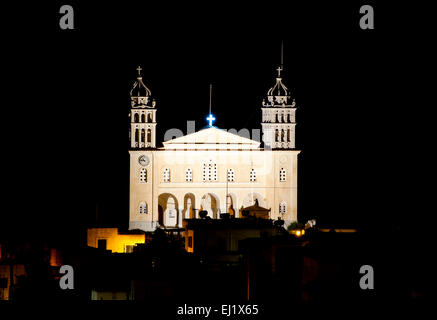 L'Église d'Agia Triada (sainte trinité) dans la région de Lefkes à Paros, Grèce. Banque D'Images