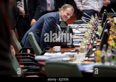 Bruxelles, Bxl, Belgique. Mar 20, 2015. Donald Tusk, le président du Conseil européen avant d'secod réunion du Conseil européen de l'administration centrale de l'UE à Bruxelles, Belgique le 20.03.2015 par Wiktor Dabkowski Wiktor Dabkowski/crédit : ZUMA Wire/Alamy Live News Banque D'Images