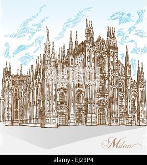 La cathédrale de Milan part attirer Illustration de Vecteur