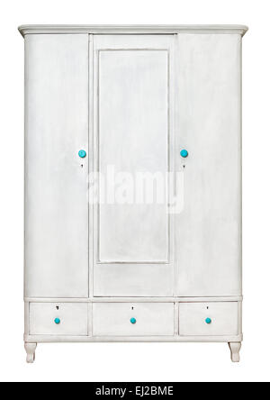 Armoire rustique blanc isolé sur fond blanc. Banque D'Images