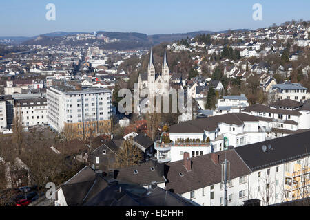 Vue panoramique de Siegen, Rhénanie du Nord-Westphalie, Allemagne, Europe, Banque D'Images