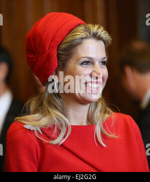 Hambourg, Allemagne. Mar 20, 2015. Reine Maxima des Pays-Bas dans le Phoenixsaal de l'hôtel de ville de Hambourg, Allemagne, 20 mars 2015. Le roi et la reine ont visité le nord de l'Allemagne 19 et 20 mars. Photo : CHRISTIAN CHARISIUS/dpa/Alamy Live News Banque D'Images