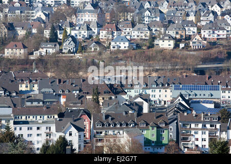 Vue panoramique de Siegen, Rhénanie du Nord-Westphalie, Allemagne, Europe, Banque D'Images