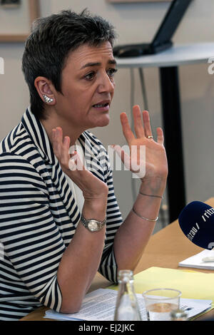 Copenhague, Danemark, March 20th, 2015 : la commissaire européenne à la concurrence, Mme Margrethe Vestager, photographié à sa conférence de presse sur les nouvelles mesures fiscales visant à éviter la fraude fiscale Crédit : OJPHOTOS/Alamy Live News Banque D'Images