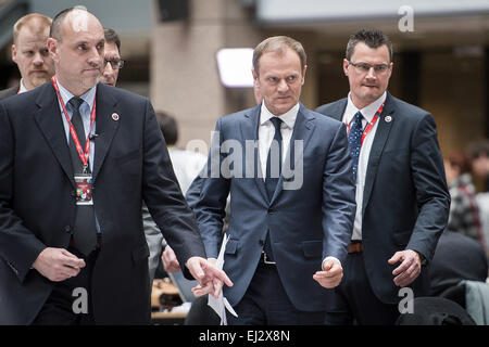 Bruxelles, Bxl, Belgique. Mar 20, 2015. Donald Tusk, le président du Conseil européen lors de la deuxième journée de la réunion du Conseil européen de l'administration centrale de l'UE à Bruxelles, Belgique le 20.03.2015 par Wiktor Dabkowski Wiktor Dabkowski/crédit : ZUMA Wire/Alamy Live News Banque D'Images