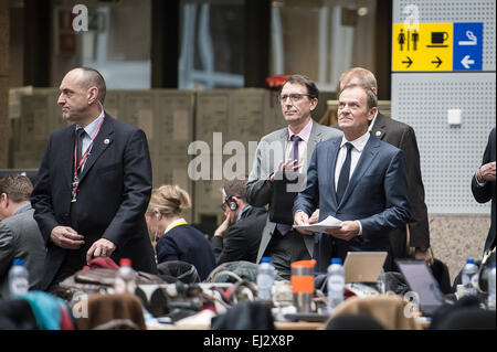 Bruxelles, Bxl, Belgique. Mar 20, 2015. Donald Tusk, le président du Conseil européen lors de la deuxième journée de la réunion du Conseil européen de l'administration centrale de l'UE à Bruxelles, Belgique le 20.03.2015 par Wiktor Dabkowski Wiktor Dabkowski/crédit : ZUMA Wire/Alamy Live News Banque D'Images