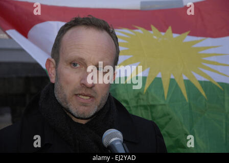 Copenhague, Danemark. 20 mars, 2015. Martin Lidegaard ministre danois des affaires étrangères s'exprimant lors du nouvel an kurde jour Crédit : Francis Dean/Alamy Live News Banque D'Images