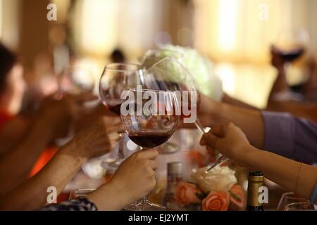 Art de la table, les béchers en verre dans le restaurant Banque D'Images