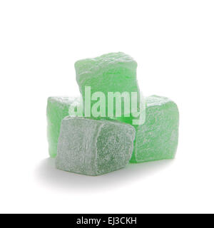 Cubes de lokum vert isolated over white Banque D'Images