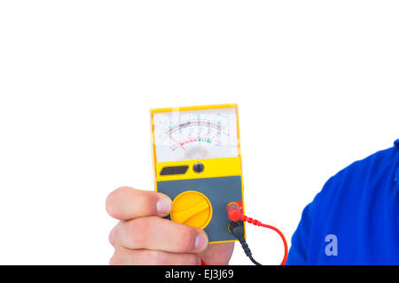 Electrician holding détecteur de tension Banque D'Images