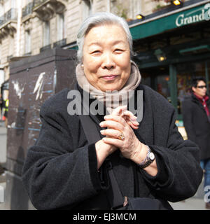 Paris, France. 14Th Mar, 2015. La soeur du 14e Dalaï-Lama Jetsun Pema participe au rassemblement européen à Paris le marquage d'un soulèvement du Tibet 1959 a échoué contre la Chine. © Nicolas Kovarik/Pacific Press/Alamy Live News Banque D'Images