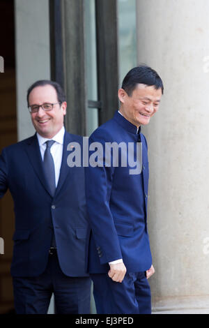 Paris, France. 18 Mar, 2015. Jack Ma, entrepreneur chinois et fondateur de groupe Détail internet Alibaba quitte l'Elysée après une rencontre avec François Hollande © Nicolas Kovarik/Pacific Press/Alamy Live News Banque D'Images