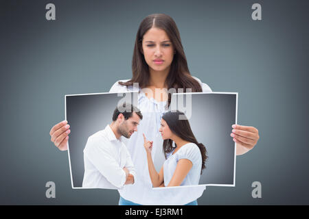 Image composite de angry couple facing off durant les plaidoiries, Banque D'Images
