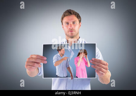 Image composite de man giving woman un mal de tête Banque D'Images