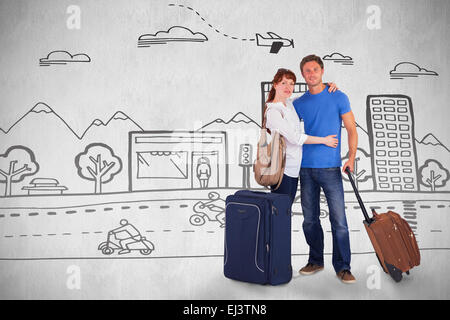 Image composite de l'heureux couple va en vacances Banque D'Images