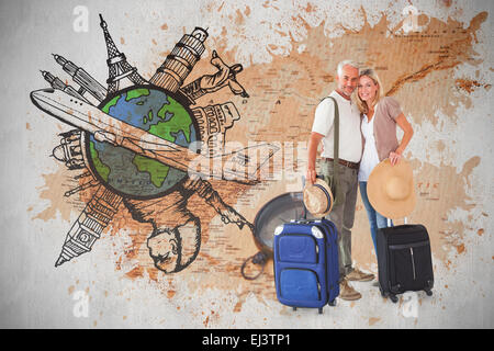 Image composite de l'heureux couple prêt à partir en vacances Banque D'Images
