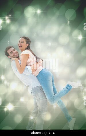 Composite image jeune couple hugging chaque autres Banque D'Images