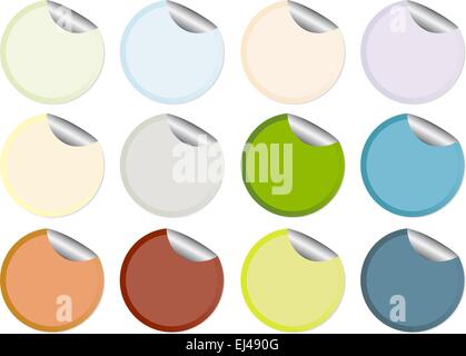 Une série de ronds colorés tags avec un coin plié, en format vectoriel Illustration de Vecteur