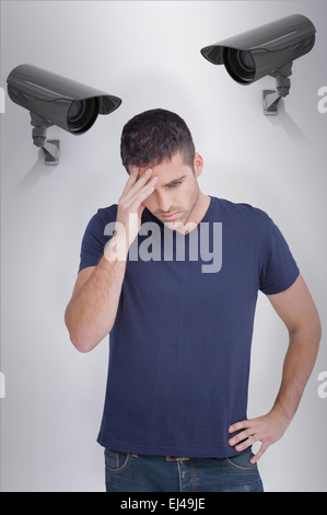Image composite de l'homme avec des maux de tête Banque D'Images