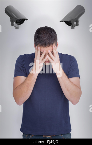 Image composite de l'homme avec des maux de tête Banque D'Images