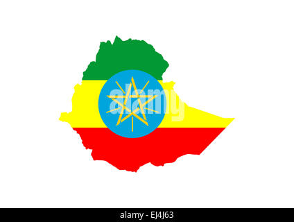 Ethiopie drapeau symbole de forme carte illustration Banque D'Images