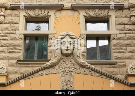 Bâtiment de style Art Nouveau à Riga, Lettonie. Banque D'Images