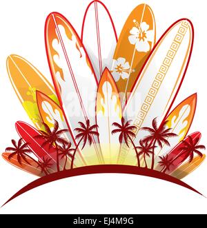 Surf set background isolated on white Illustration de Vecteur