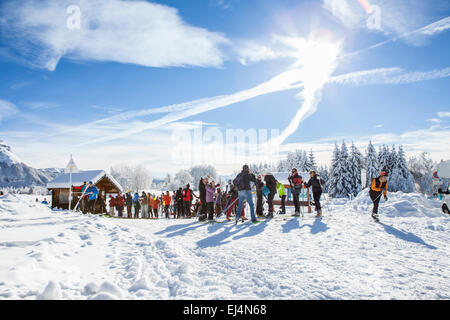 Station de ski à La Féclaz, Savoie, Rhône-Alpes, France Banque D'Images