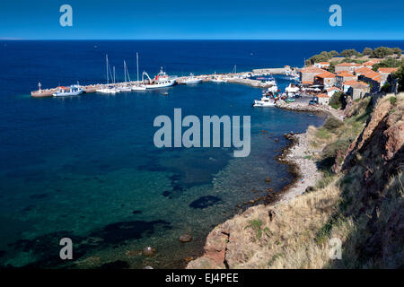 Port de Molyvos Molyvos à Lesbos, en Grèce. Banque D'Images