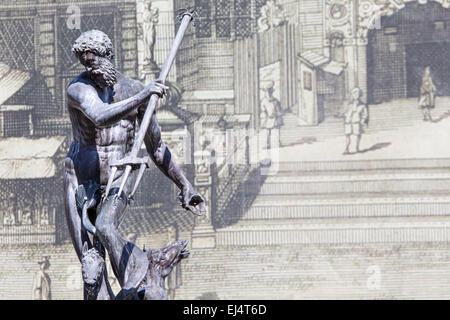 Pologne - Gdansk city (savez également Danzig nas) dans la région occidentale. Célèbre fontaine de Neptune à Dlugi Targ square. Banque D'Images