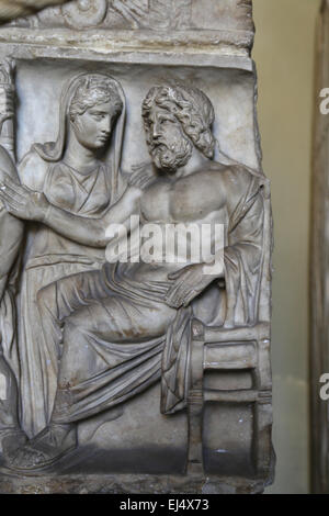 Époque Romaine. Sarcophage de Metilia de Acte. C. 161-170 CE. Épouse de Caius Junius. Euhodus Détail de l'Hadès et Proserpine. Banque D'Images