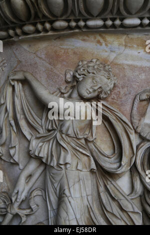 Sarcophage romain avec dionysien. Détail de Sophocle. 150 AD. Musées du Vatican. Banque D'Images