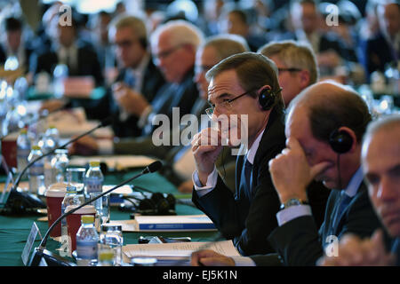 Beijing, Chine. Mar 22, 2015. Des représentants pris part à la cérémonie d'ouverture du Forum de développement de la Chine à Beijing, capitale de la Chine, 22 mars 2015. © Li Xin/Xinhua/Alamy Live News Banque D'Images