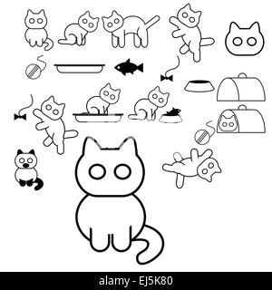 Image vecteur de collecte d'icônes de chat Banque D'Images
