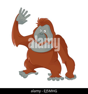 Image vectorielle d'fiunny cartoon smiling orang-outan Banque D'Images